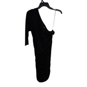 Express Black One-Shoulder Long Sleeve Ruched Mini Dress Size Medium